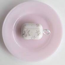 韓式簡約春夏清新黃色碎花圖案耳機保護套，附掛環，適用於 5/Pro 3、Pro 2、Apple 4、Minimalist 3、New 1/2 代，可愛女生耳機保護殼 - 白色 - 查看 3