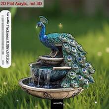 2D Flat, 1pc Peacock Theme Acrylic Soil Marker - Flat Style, Suitable For Multi-Tier Fountain Decor, Outdoor Garden Decor, Applicable For Planters, Yard Fountains, Peacock Rooster Design, Soil Stakes For Plant Display, 2D Flat - B - View 7