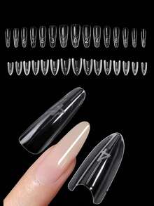 240pcs Almond & Round Nail Art Mold Set, 15 Sizes, Sandwich Nail Extension Mold With Guide Lines, Suitable For Nail Extension Gel - Clear - View 7