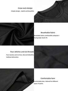 Men's Slim-Fit Boyfriend Style Short-Sleeve T-Shirt, Gym Wear, Men's Basic Boyfriend Style T-Shirt, Summer Sportswear. - 黑色 - 查看 4