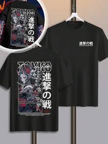 1 Men's Clothing Item: Men's Japanese Samurai T-Shirt With Female Samurai And Cherry Blossom Print - Heat Transfer, Round Neck, Short Sleeve, Machine Washable, Streetwear Suitable For Themed Events, Casual Wear. - 白色 - 查看 8