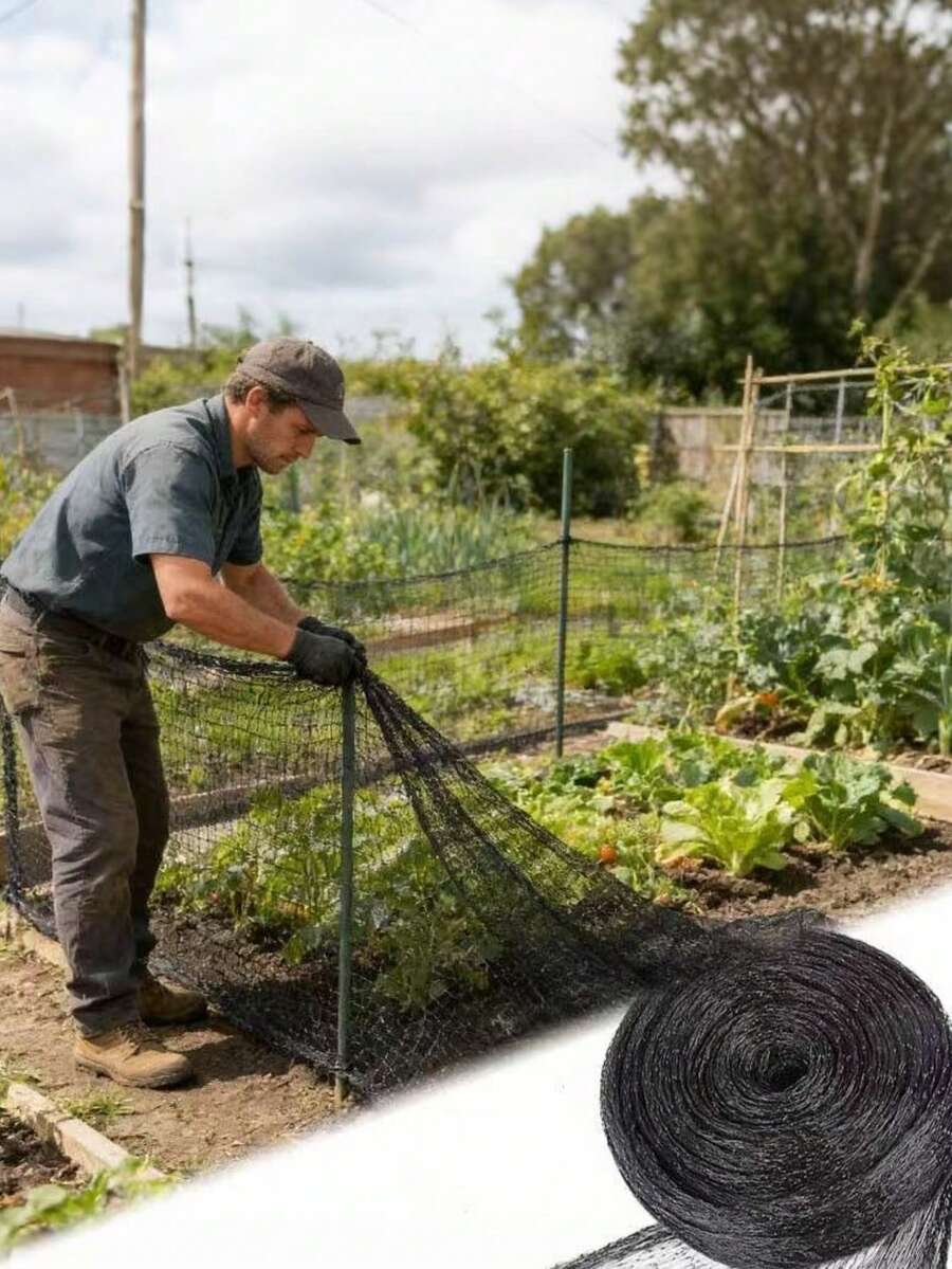 10M*4M Heavy Duty Black Garden Bird Netting, Large Mesh Reusable Breathable Cover, Vegetable Garden Net, Reusable Bird Netting, Easy Install Garden Protective Net, Vegetable Cover, Tear-Resistant Material, Suitable For Vegetables, Fruit Trees And Plants, Ponds And Shrubs, Durable Animal And Insect Barrier, Protect Plants, Vegetables, Birds, Fruit Trees, Prevent Small Animal Damage, Patio Pond, Anti-Cat, Bird Netting, Garden Bird Net, Garden Protective Net, Poultry Net - A - View 1