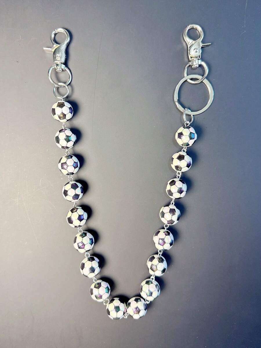 1 pièce Chaîne de taille style punk avec balles de sport mélangées, chaîne de taille minimaliste Hiphop Ins, convient pour porte-clés, portefeuille, accessoires pour hommes - Multicolore - Voir 1