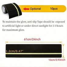 1pc/10pcs Glow-In-The-Dark Anti-Slip Tape | Thickened Frosted Stair Anti-Slip Strip | Size 3.93in X 24in, Black & Green Color (12mm Wide Glow Strip) Anti-Slip Tape, Waterproof Reflective Safety Floor Sticker | Suitable For Bathroom, Pool And Stairs | Halloween, Christmas Safety Decoration Supplies - Anti-slip Fluorescent Floor Stickers - View 11