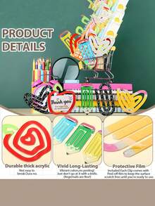 1pc Large Acrylic Paperclip Bookmark, Student Stationery & Office Supplies - Multicolor - View 5