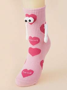 1/3 pares de calcetines de media pantorrilla con estampado de dibujos animados lindos y sujeción magnética, calcetines unisex adecuados para la vida diaria, el hogar, a juego en pareja, calcetines creativos y divertidos - Multicolor - Ver 10
