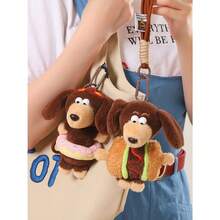 14CM Cartoon Hamburger Sausage Dog Keychain Evil Donut Puppy Bag Charm Plush Doll Student Backpack Decoration Pendant Gift Birthday Present - 14 cm - View 8