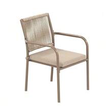 Modern Rattan Garden Furniture Set, Including A Round Glass Table And Four Armchairs, With An Iron Frame. Ideal For A Terrace, Balcony Or Patio. - 棕色 - 查看 11