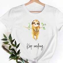 COOL SUMMER Women's Short Sleeve Camisole With Letter And Nail Art Design, Cute And Charming, Fashionable Casual Clothing For Women, Summer Graphic Camisole, Breathable And Comfortable - 白色 - 查看 1