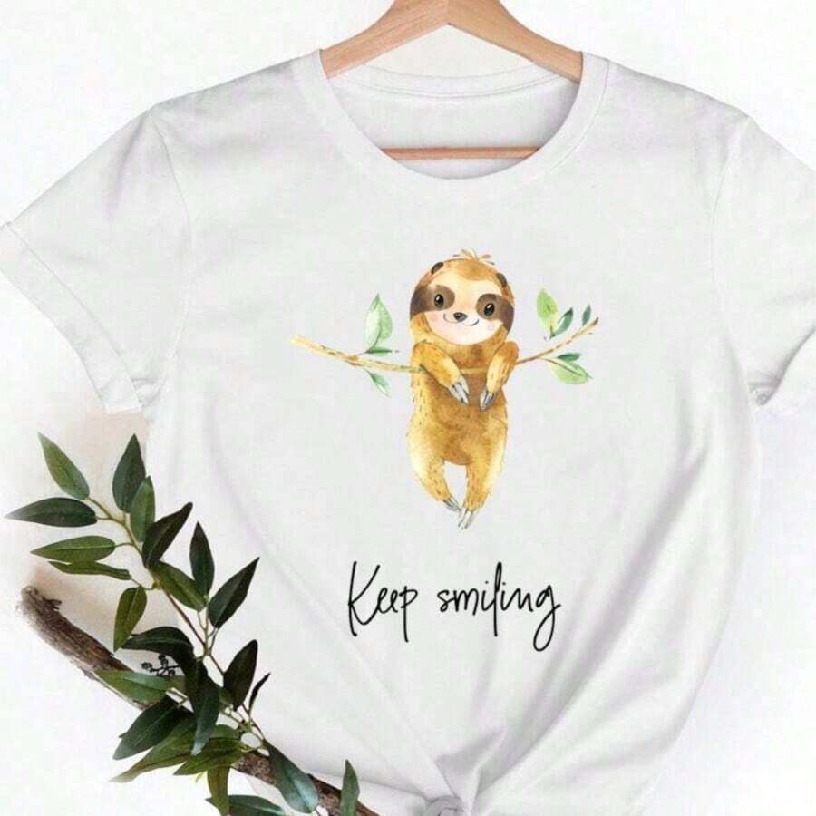 COOL SUMMER Women's Short Sleeve Camisole With Letter And Nail Art Design, Cute And Charming, Fashionable Casual Clothing For Women, Summer Graphic Camisole, Breathable And Comfortable - 白色 - 查看 1