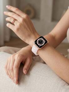 1條女款優雅粉色手錶錶帶，適用於Apple Watch 38mm 40mm 41mm 42mm 44mm 45mm 46mm 49mm，奢華樹脂錶帶，時尚手錶錶帶，適用於Apple Watch Ultra 11 10 9 8 7 SE3 6 5 4 3 2 1，適合日常出遊、派對、旅行，女性朋友的完美禮物 - 粉色 - 查看 6