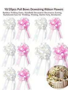 10/20件組婚車裝飾蝴蝶結流蘇禮品包裝緞帶，婚禮裝飾緞帶，適用於婚車、椅子/樓梯/桌面裝飾，婚禮桌椅裝飾、禮品包裝、派對、生日 - 彩色 - 查看 4