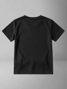 Kids' Round Neck T-Shirt, Short Sleeve, Soft And Breathable Fabric, Casual Daily Wear, Puzzle Turtle Graphic T-Shirt For Autism Awareness, T-Shirts With Positive Messages For Children. - 黑色 - 查看 2