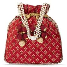 Aheli Potli Bag for Women Handmade Evening Wristlet Handbag Stylish Bridal Purse Fashion Bag - Rojo 2 - Ver 9