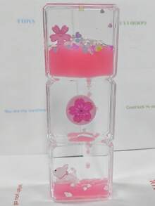 1pc Creative Sakura Rabbit Transparent Liquid Filled Desk Decor, Made Of High Transparency Acrylic, 3-Layer Cube Design With Cute Elements Like Sakura, Rabbit, Ice Cream, Gradient Color Liquid Slowly Flowing, Noiseless Multi-Color Options, Serves As Both Timer And Desktop Ornament, Ideal For Teenagers, Students, Office Workers, Decor Enthusiasts, Stress Relief Toy Collectors - Multicolor - View 11