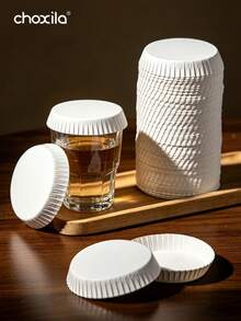 choxila 10/50/100pcs Disposable Paper Cup Lids, Fit For 7cm Beverage Cups, Paper Drink Covers, Suitable For Coffee, Tea, Daily Gatherings And Special Occasions - Paper Cup Lid - View 2