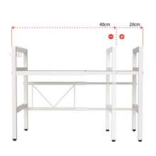 Giá đỡ lò vi sóng 2 tầng có thể điều chỉnh, kệ đựng đồ nhà bếp dày dặn với 6 móc treo. - Trắng - Xem 5