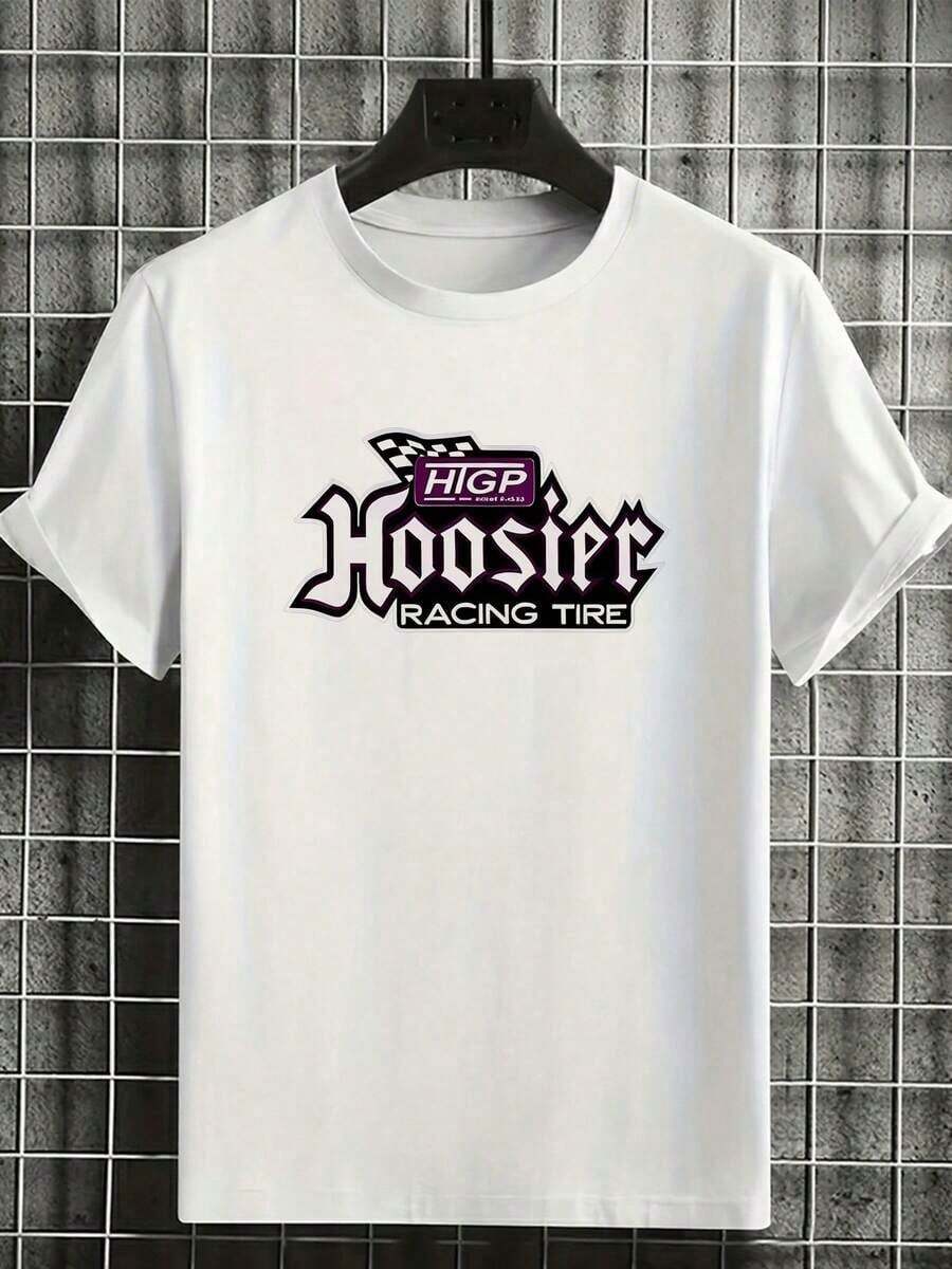 Camiseta de talla grande para hombre con el logotipo HIGP de Hoosier Racing Tire para fanáticos del automovilismo y pilotos de carreras. - Blanco - Ver 1