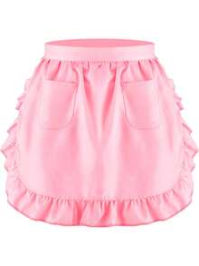 1 pieza/2 piezas Delantal de mujer con corbata, bolsillos, estilo vintage con volantes, delantal lindo para cocinar, mesera, empleada doméstica, uso en el hogar - Multicolor - Ver 15