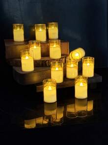 24pcs/Set Flickering LED Flameless Candles With Timer Remote Control, Battery Operated LED Wishing Candles, Suitable For Christmas, Halloween, Valentine's Day, Mother's Day, Dining Table, Wedding, Party, Gift, Holiday - Transparent-warm Light - View 3