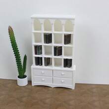 1pc Mini White/Black Bookshelf And 100pcs Random Style Mini Books - DIY Dollhouse And Micro Landscape Room Bookshelf Model To Relieve Anxiety - Multicolor - View 5