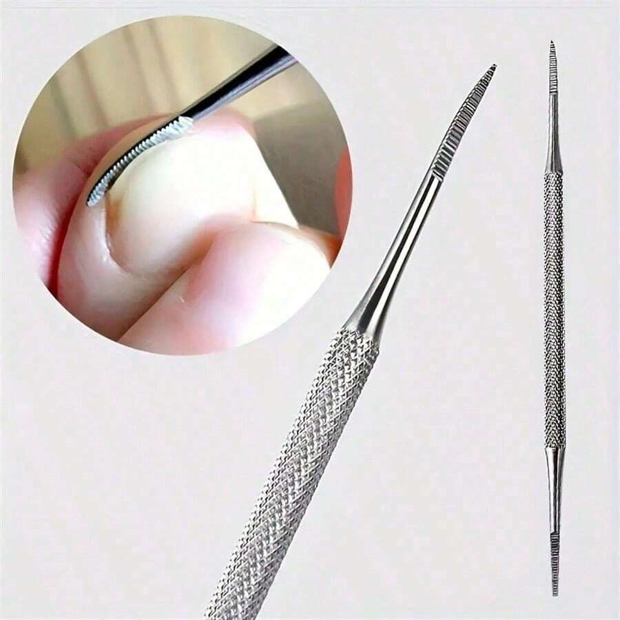 1/2pcs Stainless Steel Silver Ingrown Toenail Lifter, Embedded Toenail Lifter, Toenail Cleaning Tool, Multi-Functional Toenail Clipper Professional Foot Care Tool, With Storage Bag - Silver - View 1