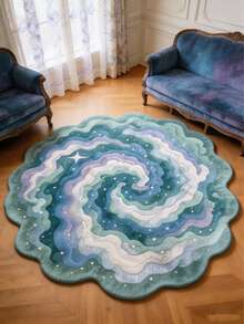 Mint Blue Asymmetrical Shaped Thickened Carpet, Plush Rug, Thick Rug, Soft Carpet, Autumn/Winter Carpet, Decorative Carpet, Bedroom Decor, Small Rug, Carpet, Home Decor, Living Room Carpet, Small Living Room Rug, Bedroom Rug, Living Room Home Decor, Outdoor Rug, Washable Rug, Graduation Gift - Mint Blue - View 1