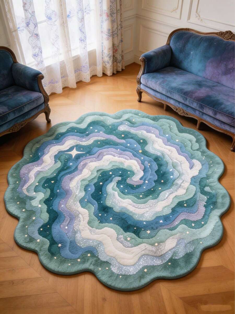 Mint Blue Asymmetrical Shaped Thickened Carpet, Plush Rug, Thick Rug, Soft Carpet, Autumn/Winter Carpet, Decorative Carpet, Bedroom Decor, Small Rug, Carpet, Home Decor, Living Room Carpet, Small Living Room Rug, Bedroom Rug, Living Room Home Decor, Outdoor Rug, Washable Rug, Graduation Gift - Mint Blue - View 1