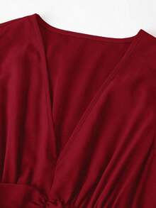 xheEllevyn Vestido de falda larga y elegante para mujer, vestido de diosa con cuello en V y cintura elástica, adecuado para banquetes y fiestas en otoño/invierno, color marrónxhe - Rojo 2 - Ver 4