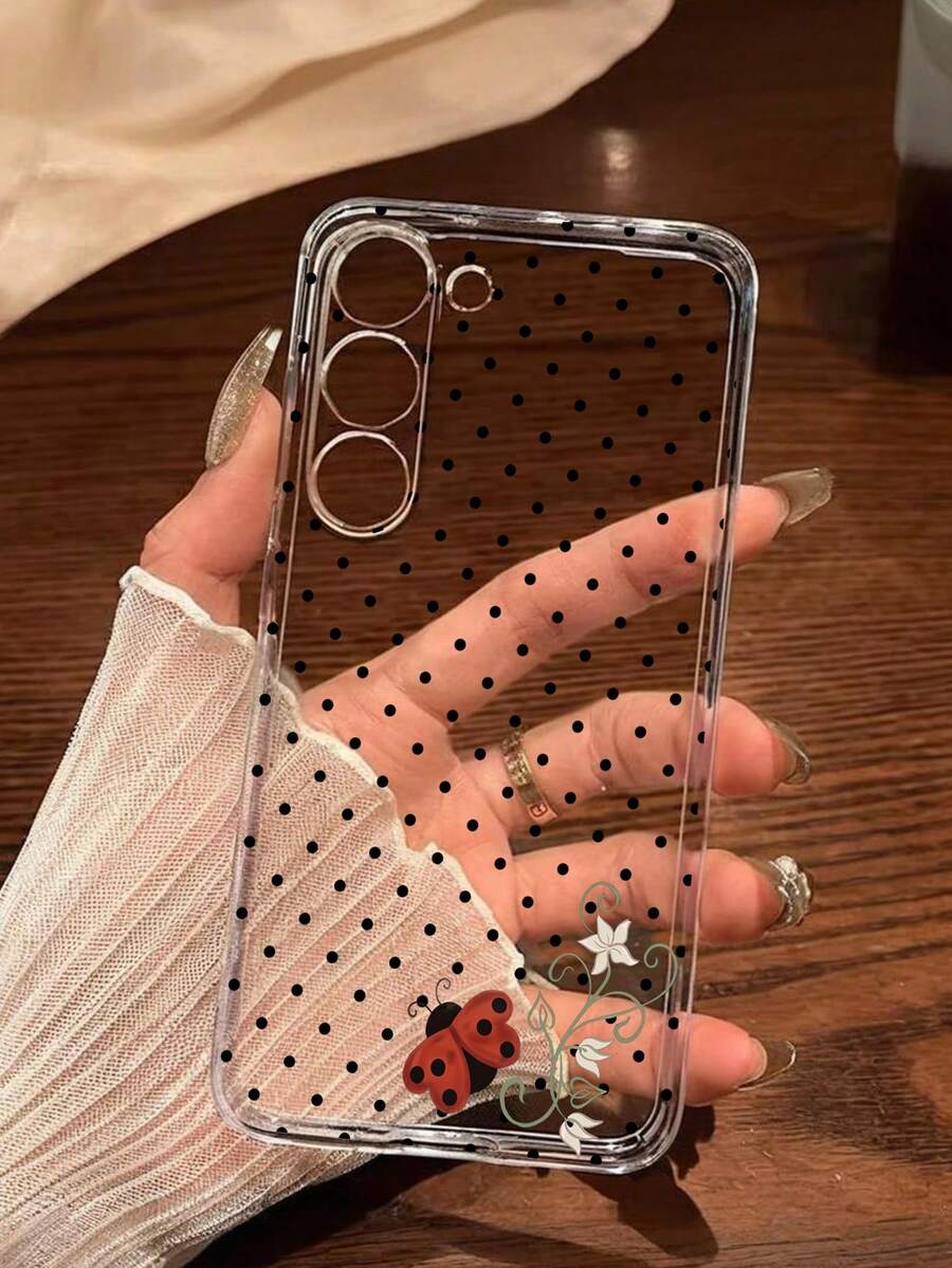 1 buc. husă moale de telefon cu model clasic în polcă, puncte negre, buburuze și flori, carcasă protectoare compatibilă cu Honor, Galaxy A04e/12/A13/A14/A34/A50/A52/A53/A54/S21/S22/S23/S24/S25/S25Ultra/S25FE/S26/S26 PLUS/S26 ULTRA/S26 EDGE/ 6A/7A/8A/ 12T/13T/15T/15 TPRO - clar - Vizualizare 1