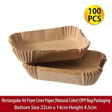 50 piezas de revestimientos de papel pergamino para freidora de aire, bandejas de papel pergamino desechables antiadherentes, revestimientos de cocina resistentes al aceite y al calor, adecuados para freidora de aire, hornear, asar, freír, accesorios de cocina y uso de barbacoa en el hogar - Ver 4