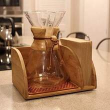 Caddy For Pour Over Coffee Maker, Bamboo Stand Fits Chemex, , Cosori, HexNub Coffee Carafes, Heatproof Mat, Filter Holder - White - View 5