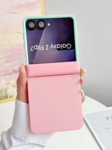 1 Piece, Minimalist Solid Color, Spliced Design, Skin Touch Feeling, Lightweight & Slim Fit, Built-In Magnet, Hinge Magnetic Absorption, Compatible With Galaxy Z Flip 8, Z , Z FE, Z Flip 6, Z Flip 5 - Multicolor - View 8