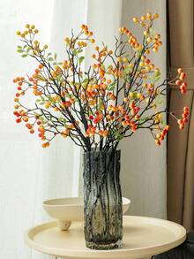 1pc Artificial Autumn Fruit & Flower, Premium Faux Fruit, Suitable For Living Room, Dining Table, Foyer And Bedroom Home Decor, Perfect For Hotel, B&B, Garden, Party And Wedding Decoration - Multicolor - View 2