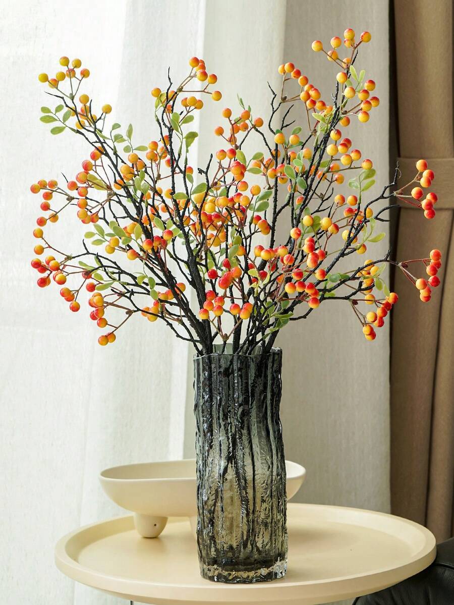 1pc Artificial Autumn Fruit & Flower, Premium Faux Fruit, Suitable For Living Room, Dining Table, Foyer And Bedroom Home Decor, Perfect For Hotel, B&B, Garden, Party And Wedding Decoration