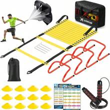 Agility Ladder Speed Training Equipment Set-20ft Agility Ladder,12 Soccer Cones,4 Hurdles, Jump Rope, Running Parachute| Basketball Football Soccer Training Equipment For Kids Youth Adults - Yellow - View 1