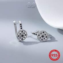 1件复古几何925纯银立方氧化锆耳环，优雅复古饰品，适合日常佩戴、派对、馈赠亲友、圣诞节、情人节、生日等场合。 - 銀色 - 查看 5