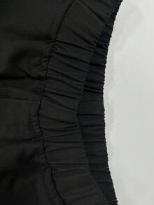 1pc Loose Fit Cargo Straight Leg Pants With Pockets, White Line Trim, Casual Outdoor/Indoor Sports Style For Girls 4-7 Years Old, Spring/Summer/Autumn - Black - View 6