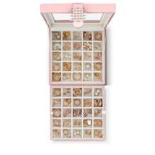 Glenor Co Organizador de pendientes - Caja/estuche/soporte clásico de 50 compartimientos para pendientes, anillos, collares, joyería, brazaletes o colecciones - 2 capas con pequeños compartimentos y - parte superior de vidrio rosa suave - Ver 4