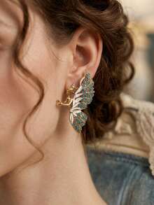 1 collier 1 paire de boucles d'oreilles vintage dorés papillon de fée bijoux diamant bleu émail papillon de fée collier boucles d'oreilles luxe léger style palais vintage accessoires cadeau banquet femmes - Multicolore - Voir 10