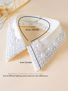 1pc Exquisite Faux Pearl Decorated Detachable Collar, Versatile Accessory For Blouses, Dresses And Other Garments - Multicolor - View 7