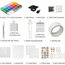 Fuse Beads Kit - 24 Colors 14000 2.6mm EVA+PE Fuse Beads, Complete Melting Beads Set With Special Tools Women No Iron Included (24C-Box) - 24C-bOX - View 2