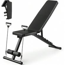 Adjustable Weight Bench For Home Gym, Foldable Workout Bench For Full Body Fitness Dumbbell Exercise, 600LBS Incline Decline Flat Bench With Resistance Bands For Strength Training - Black - View 7