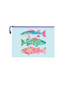 防水海灘化妝包，可愛魚類圖案，彩色網格化妝包，大容量便攜化妝收納包，透氣海灘盥洗包，夏季熱帶風旅行收納包，多功能盥洗包，適用於游泳、度假、大學宿舍、浴室、化妝品、護膚品、配件、文具、海灘用品，可愛學院風，獨特教師節禮物、生日禮物、節日禮物、派對禮物、度假禮物、婚禮禮物、開學禮物 - 彩色 - 查看 17