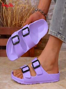 Chanclas Deportivas Mujer Ligeras Flexibles Antideslizantes Moda  Perfectas para Uso Casual Playa y Descanso en Casa - Púrpura malva - Ver 2