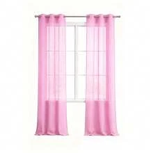 Set Of 2 Solid Color Sheer Curtains, Lightweight Light Filtering Curtains With Grommets, Semi-Transparent Curtains For Bedroom, Living Room, Patio And Outdoor Use - 粉色 - 查看 7