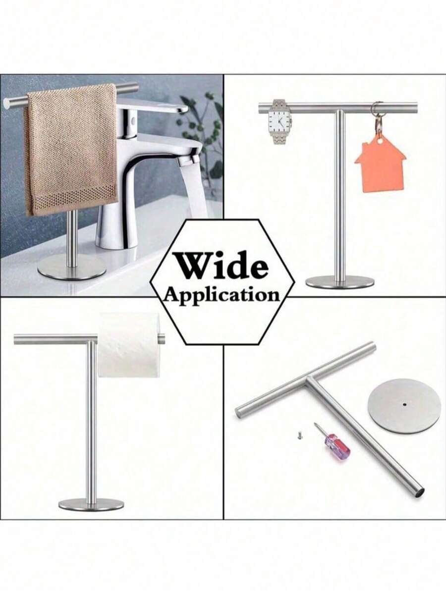 Stainless Steel Towel Rack, Adhesive Towel Holder, Bathroom Towel Rings, Black Bathroom Accessories, Dishcloth Holder, Bathroom Storage, Towel Rack, Bathroom Shelf, Towel Storage, Wall-Mounted Shelf, Silver, Gold, Waterproof, Bathroom Wall Shelf, Washcloth Holder, No Drilling Required, Bathroom Organizer, Home Decor, Bathroom Hardware, Kitchen Decor.