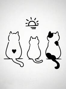 1pc A Humorous Sticker Featuring Three Kittens Enjoying The Sunlight, Perfect For Windows, Laptops, Motorcycles, Or As Decor In Coffee Shops And Other Casual Settings - 3 Kittens - View 7