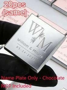 1/10/20pcs Custom Wedding Chocolate Favors For Guest, Heart-Shaped Kraft Paper Gift Tags, Gold Rose Silver Mirror Labels For Wedding Bridal Shower Decorations, Personalized Gifts - Multicolor - View 10
