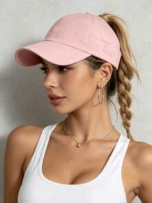 1pc Women's Fashion Heart Pattern Sun Hat, New Casual Street Multi-Purpose Sun Protection Breathable Comfortable Outdoor Sports Leisure Baseball Cap, Suitable For Daily Wear Ponytail Hat - Multicolor - View 4